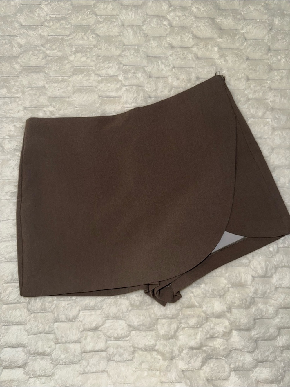 Zara Chocolate Brown Wrap-Front Mini Skirt